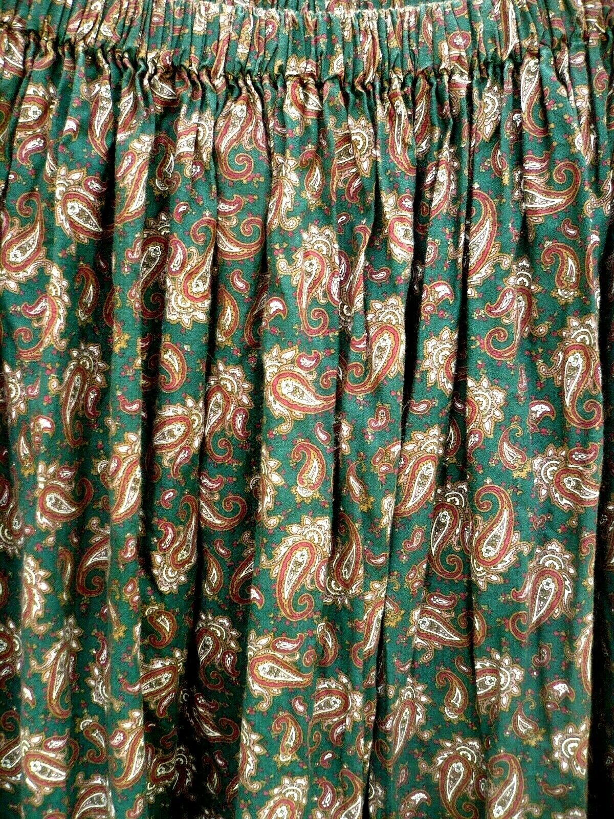VTG 90S ONE SIZE M L BROWN GREEN PRAIRIE COTTON FULL RUFFLE PAISLEY SKIRT WOMEN - Fresh Stock Dated February 2026