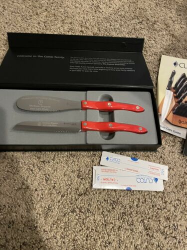 Cutco 1768 Spatula Spreader and 1766 Santoku Knife Red Handle Promo Set - Fresh Stock Dated December 2025