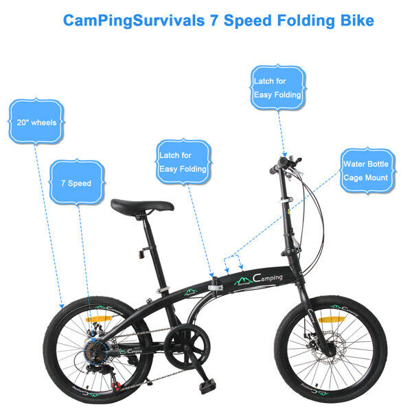 20 In High Carbon Steel Bearing 100kg 7 Speed Foldable Adult Leisure Bicycle - Fresh Stock Dated February 2026