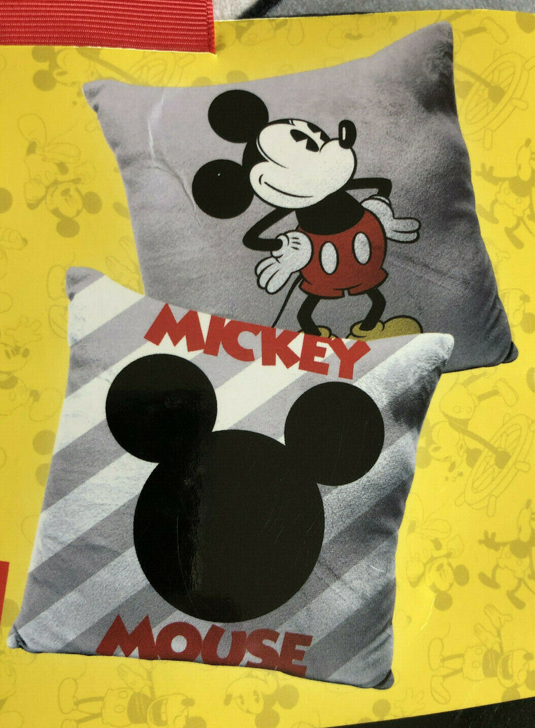NWT - DISNEY MICKEY MOUSE 2 PACK SQUISHY DECORATIVE 12X12 IN PILLOWS - Fresh Stock Dated December 2025