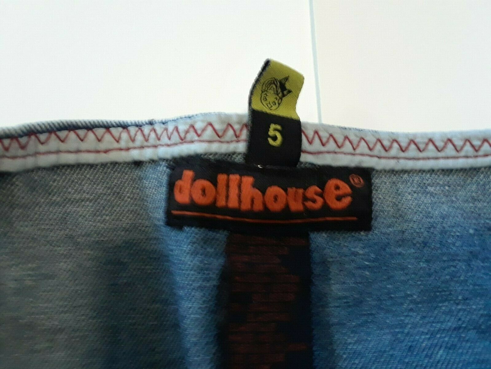 Vintage 90s DOLLHOUSE Long Embroidered Modest Flared Denim skirt Size 5/Small - Fresh Stock Dated February 2026