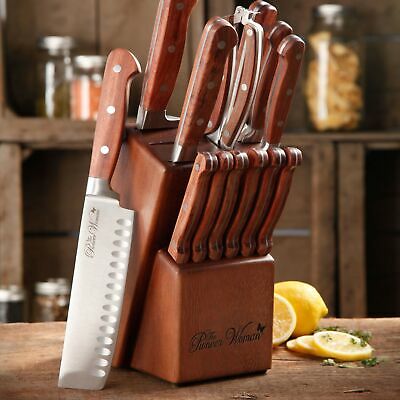The Pioneer Woman Frontier Collection 14-Piece Cutlery Set with Wood Block, - Fresh Stock Dated December 2025