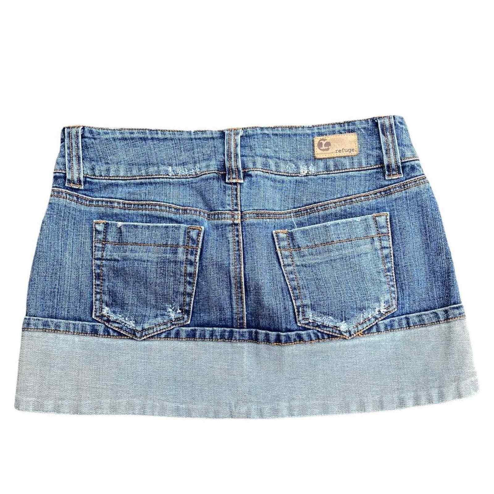 Refuge Premium Denim Y2K era micro mini denim jean skirt. Folded seams Juniors 9 - Fresh Stock Dated March 2026