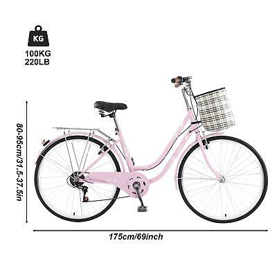 Pink Women's Comfort Bike 26-Inch Wheels 7 Speed Girls Bicycle - Fresh Stock Dated December 2025