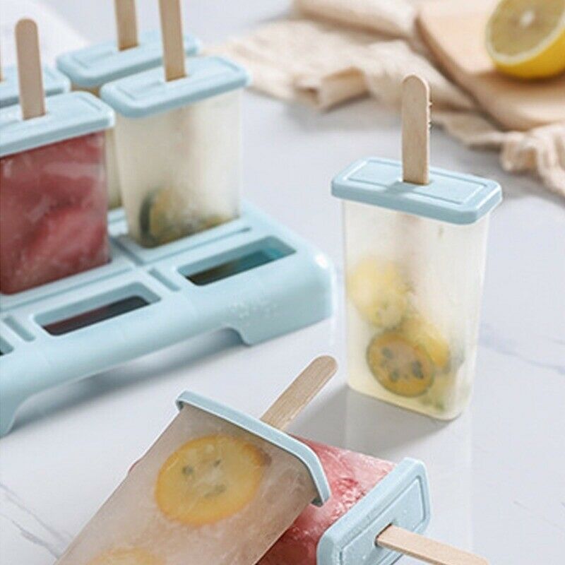 9 Frozen Popsicle Molds Ice Cream Pop Maker Freezer Tray Fruit with Stick Summer - Fresh Stock Dated February 2026