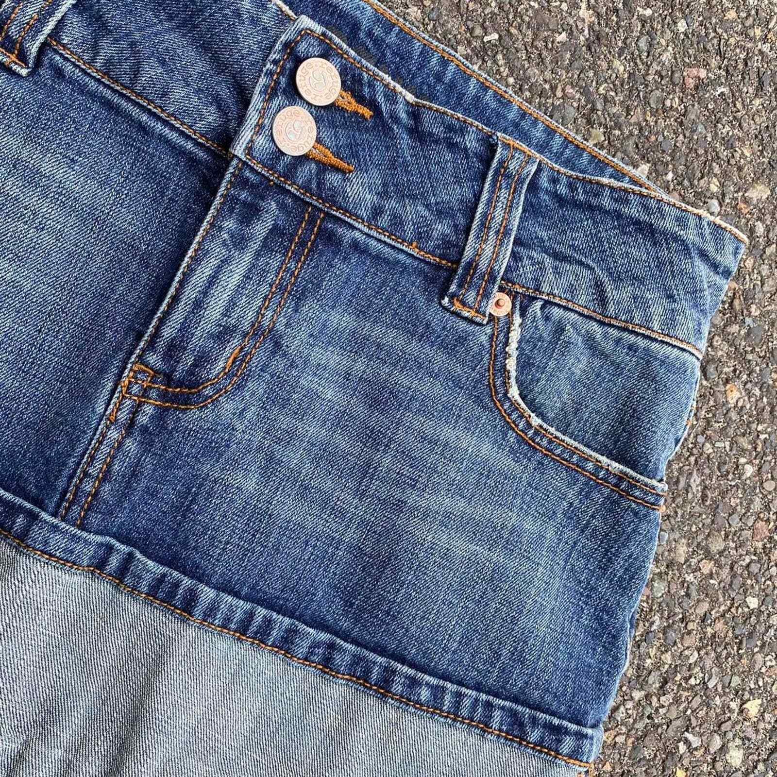 Refuge Premium Denim Y2K era micro mini denim jean skirt. Folded seams Juniors 9 - Fresh Stock Dated March 2026