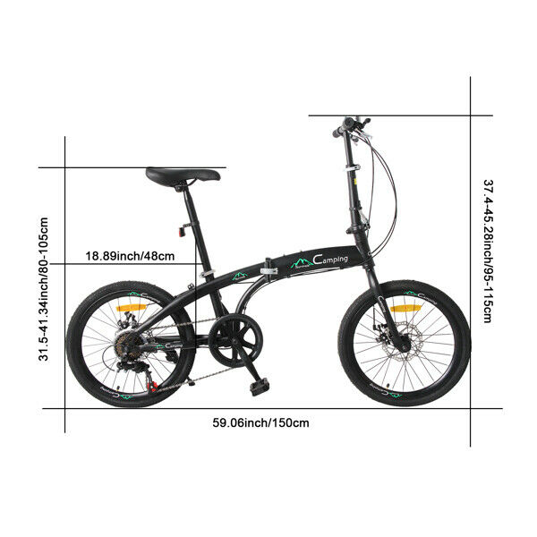 20 In High Carbon Steel Bearing 100kg 7 Speed Foldable Adult Leisure Bicycle - Fresh Stock Dated February 2026