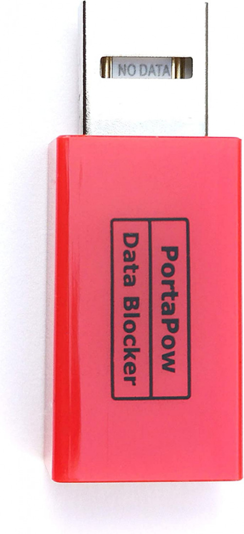 PortaPow USB Data Blocker (Red) - Protect Against Juice Jacking - Fresh Stock Dated February 2026