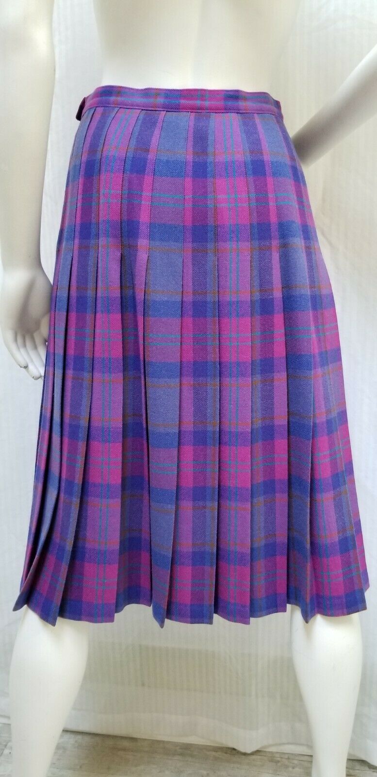 Vintage PENDLETON Purple Pink PLEATED PLAID WOOL SKIRT - Waist 26 inches - Fresh Stock Dated February 2026