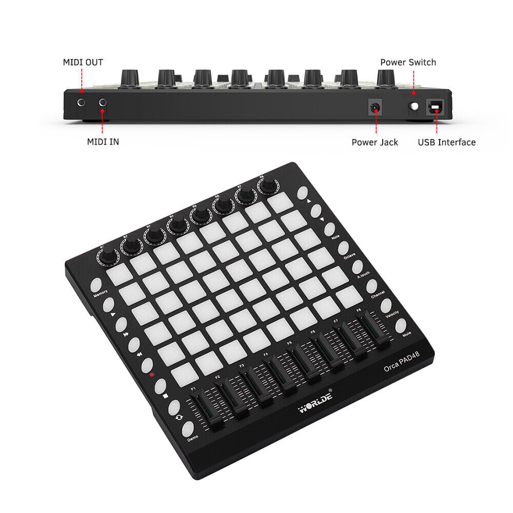 MIDI Drum Pad Controller 48 RGB Backlit Pads 8 Knobs 16 Buttons 8 Sliders H5N2 - Fresh Stock Dated December 2025
