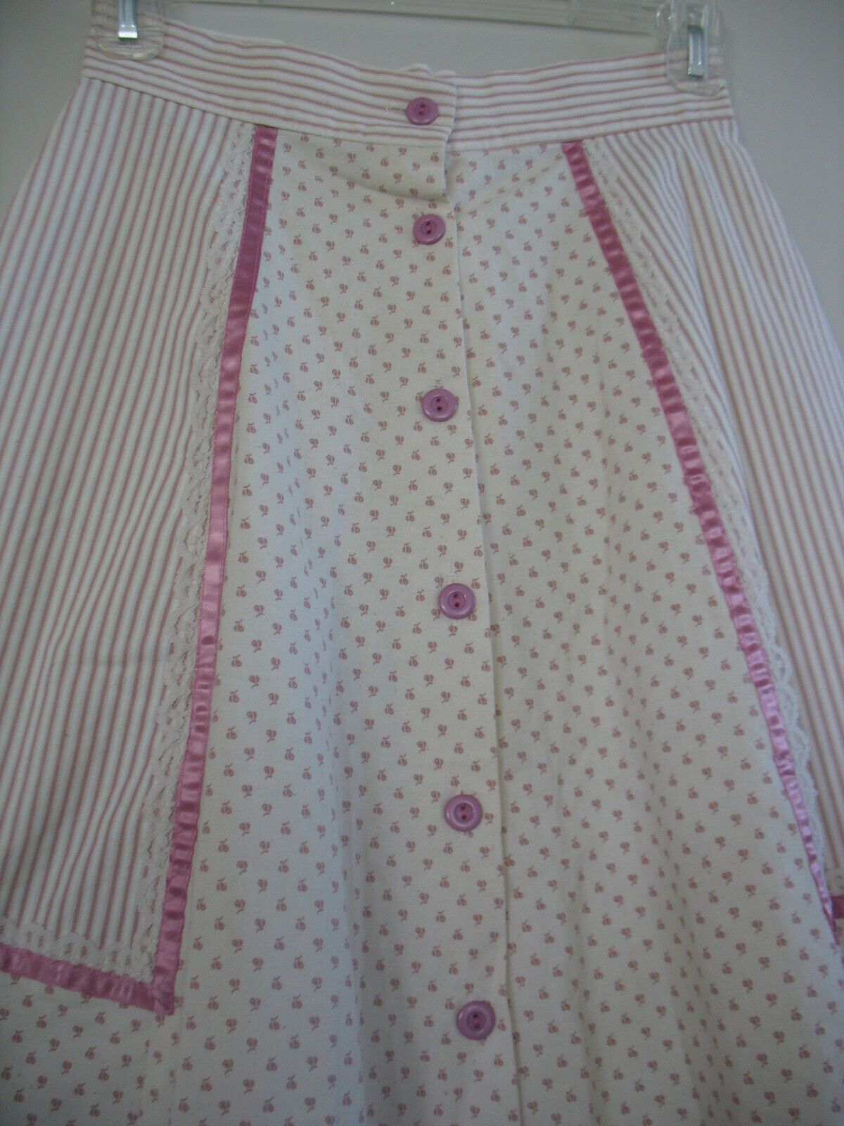 Vintage Gunne Style Prairie Skirt Cream Rose Waist 25 inches Lace Ribbons - Fresh Stock Dated March 2026