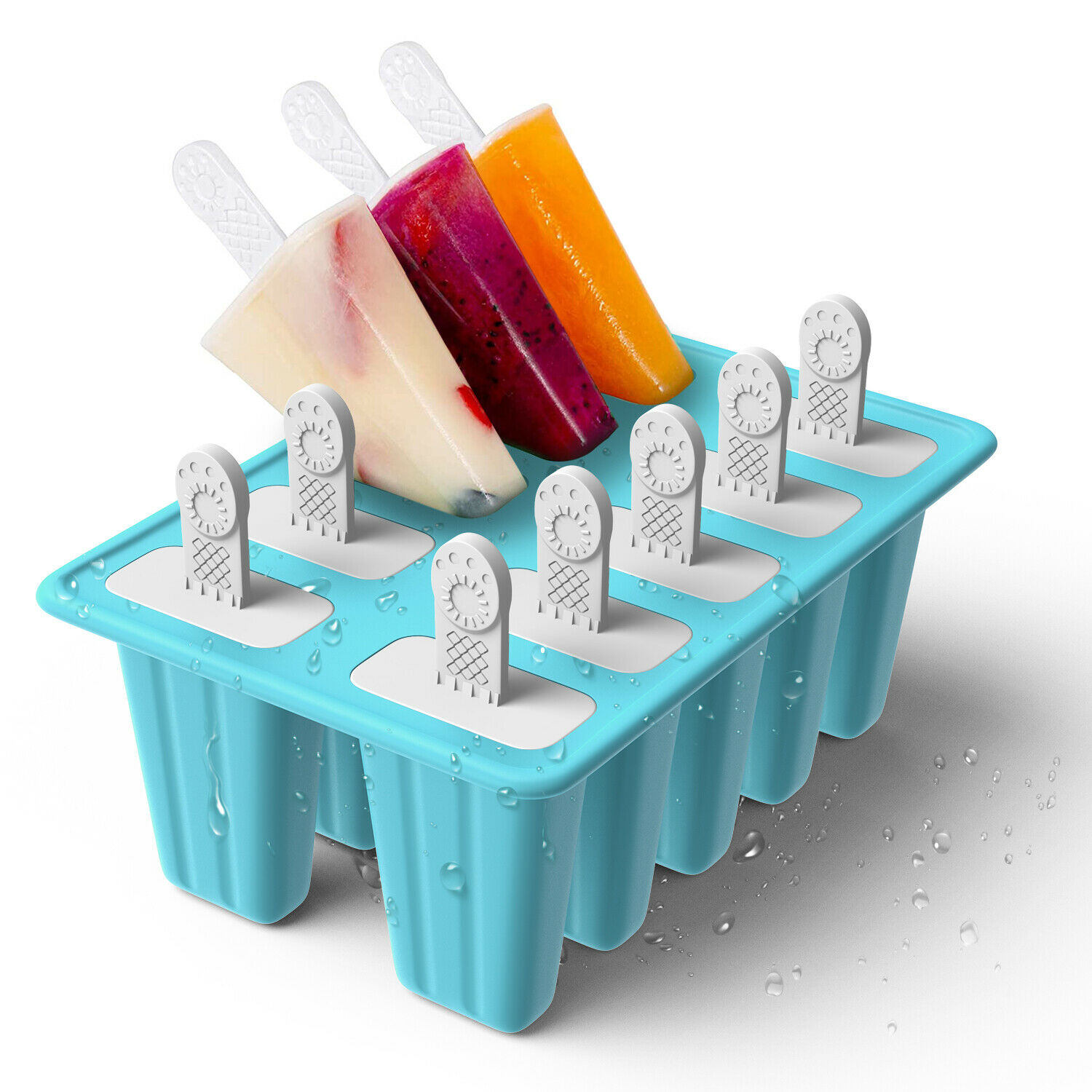 10 Cell Ice Cream Popsicle Frozen Mold Silicone Pop Maker/6 Cell Ice Cube Moulds - Fresh Stock Dated December 2025