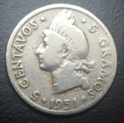 1951 Dominican Republic 5 Centavos Coin KM #18 - Fresh Stock Dated December 2025