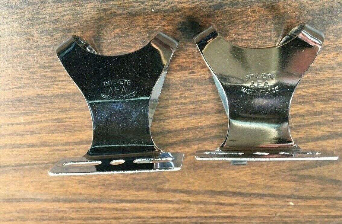 vintage Christophe D small S chromed bicycle pedal toe clips Brevette AFA France - Fresh Stock Dated December 2025