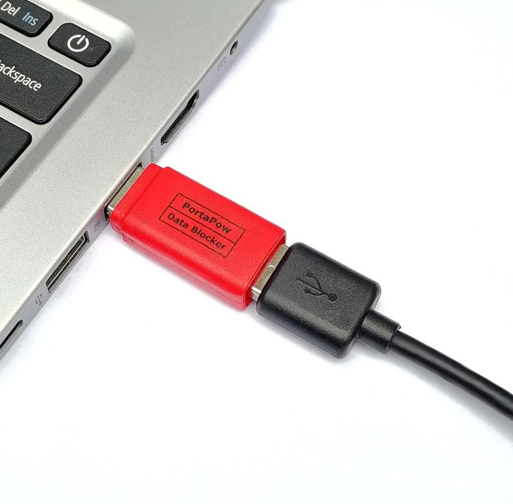 PortaPow USB Data Blocker (Red) - Protect Against Juice Jacking - Fresh Stock Dated February 2026