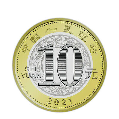 Roll 20 PCS, China 10 Yuan, New Year of Ox, Zodiac COMM. 2021, Coin, UNC - Fresh Stock Dated February 2026