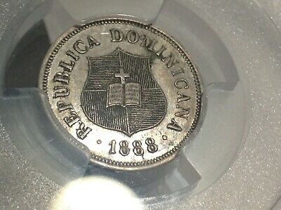 1888 PCGS AU50 Dominican Republic 1-1/4 Centavos . - Fresh Stock Dated February 2026