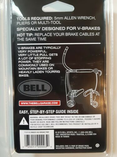 Brand new Bell Sports Binder 450 Replacement V-Brake Pads Black - Fresh Stock Dated February 2026