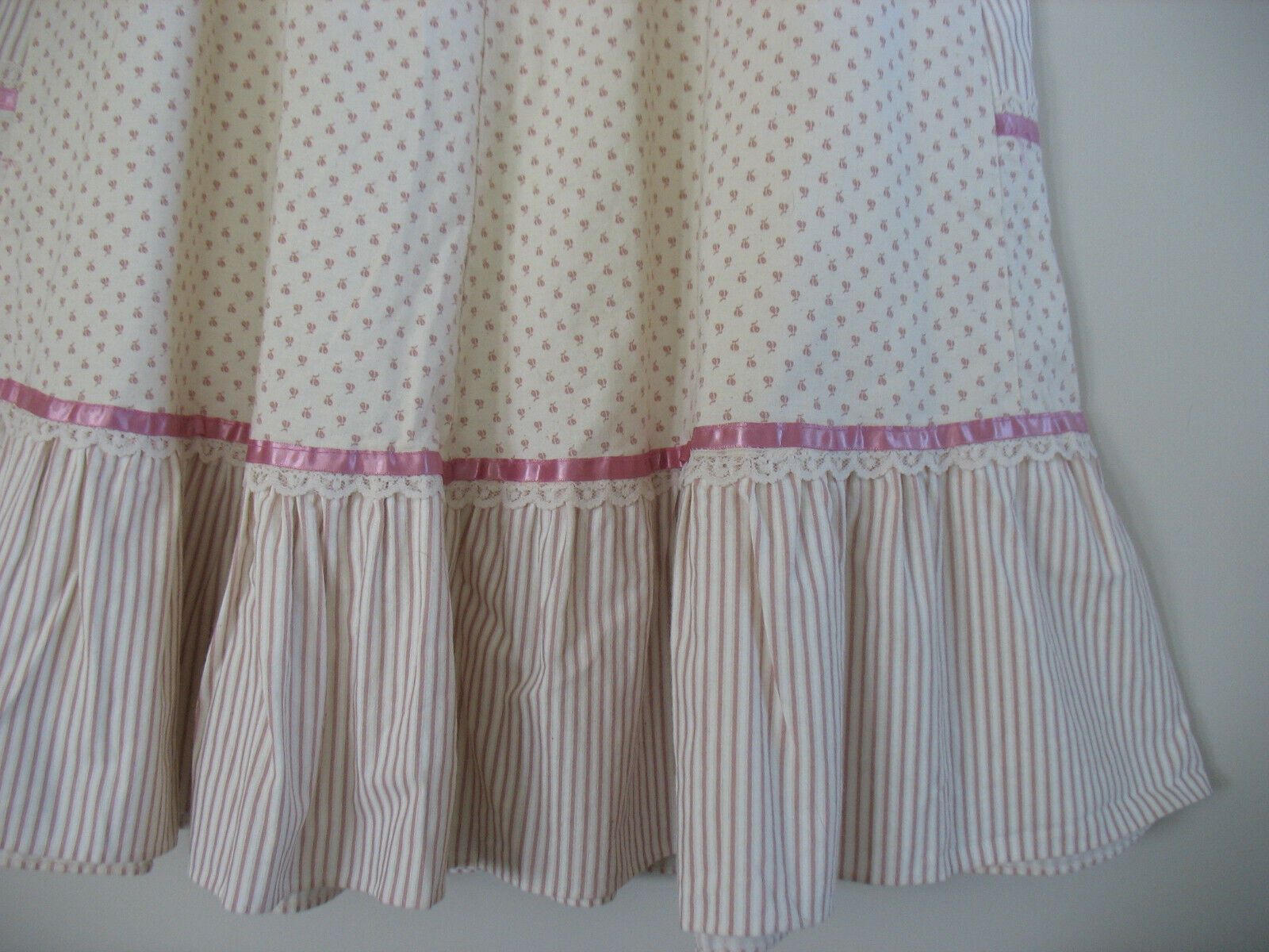 Vintage Gunne Style Prairie Skirt Cream Rose Waist 25 inches Lace Ribbons - Fresh Stock Dated March 2026