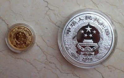 China 2018 Dog No Colorized Gold and Silver Coins Set - Fresh Stock Dated December 2025
