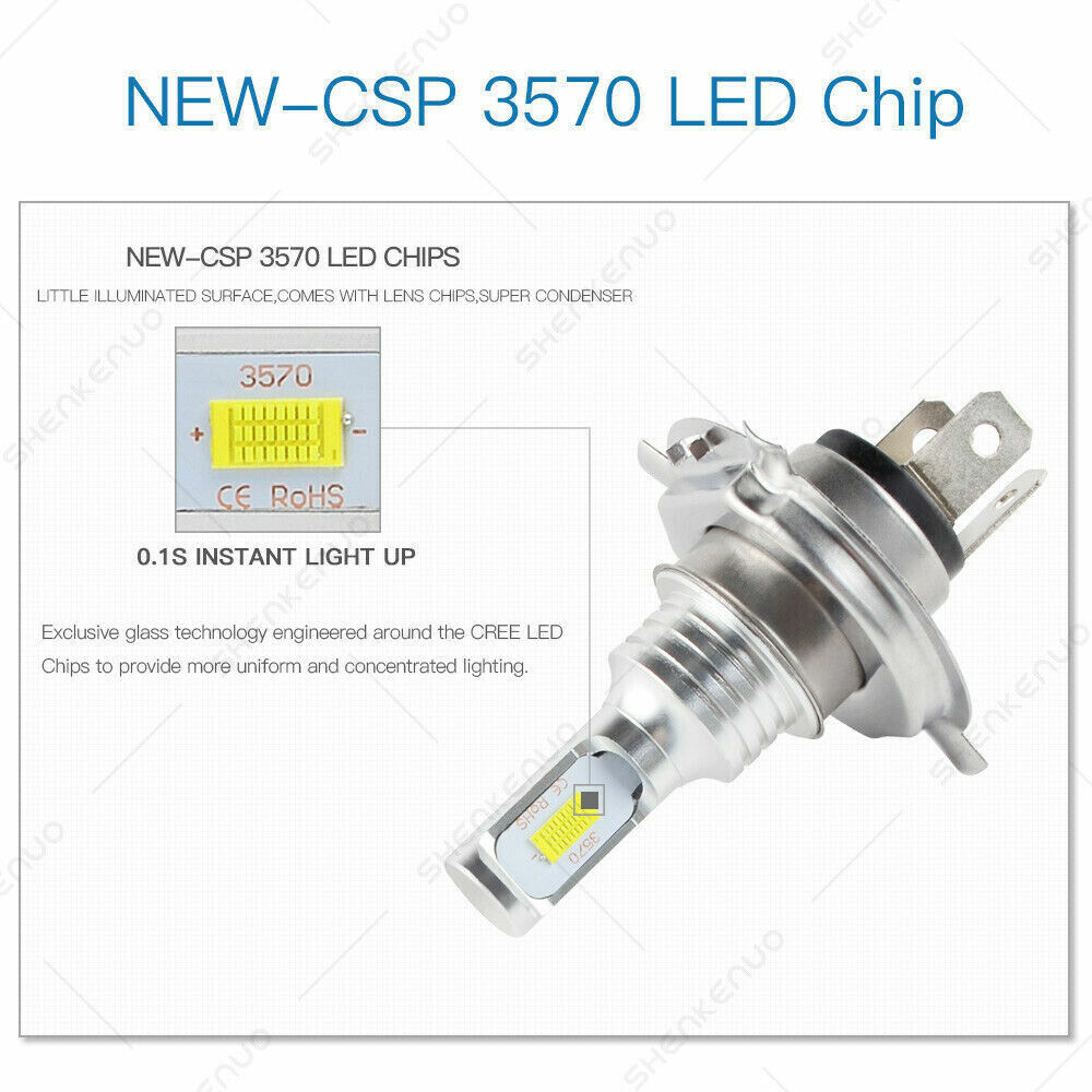 100W For Can-Am Spyder ST-S SE5 2013-2015 2016 LED Headlight H4 9003 8000K Bulbs - Fresh Stock Dated February 2026