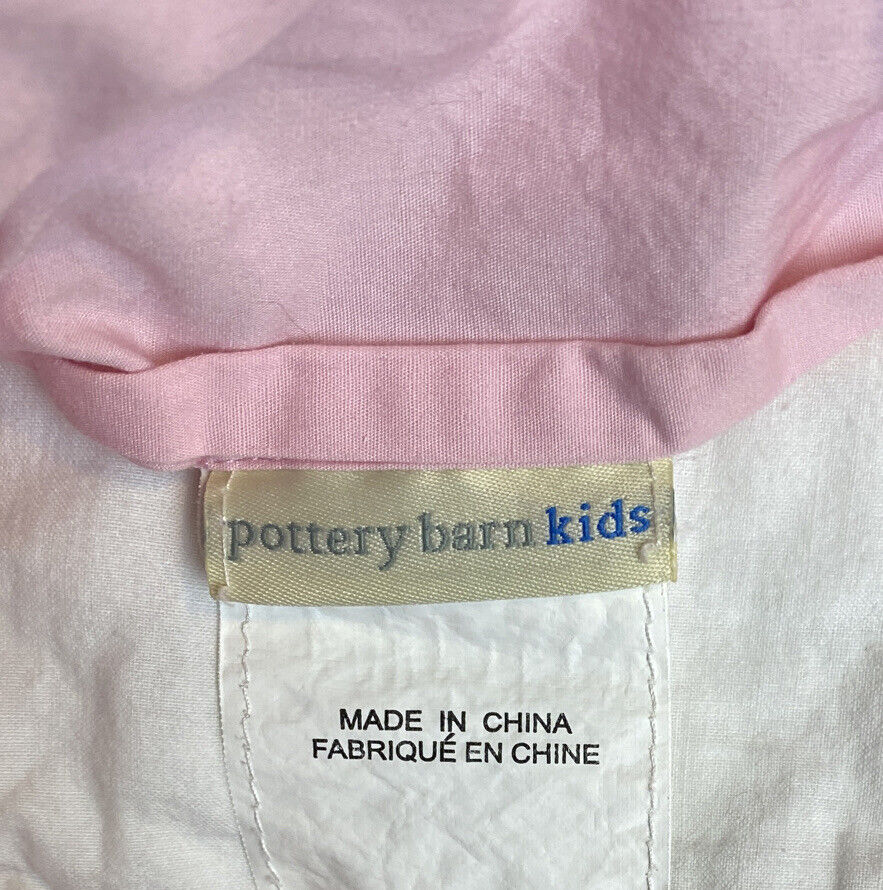 POTTERY BARN KIDS Pink/Brown Floral Embroidered Quilted Pillow Sham Cover 26x20 - Fresh Stock Dated February 2026