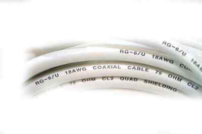 Monoprice 25ft RG6 (18AWG) 75Ohm, Quad Shield, CL2 Coaxial Cable - White - Fresh Stock Dated December 2025