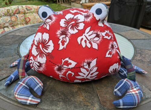 Pottery Barn Kids PBK.Crab decor Pillow Plush Hawaiian Print Plaid Legs Adorable - Fresh Stock Dated December 2025