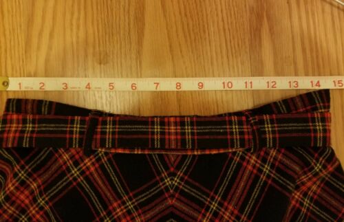 Vintage Saks Fifth Avenue Long Wool Skirt w/Belt Black/Yellow/ Red Plaid Unlined - Fresh Stock Dated February 2026