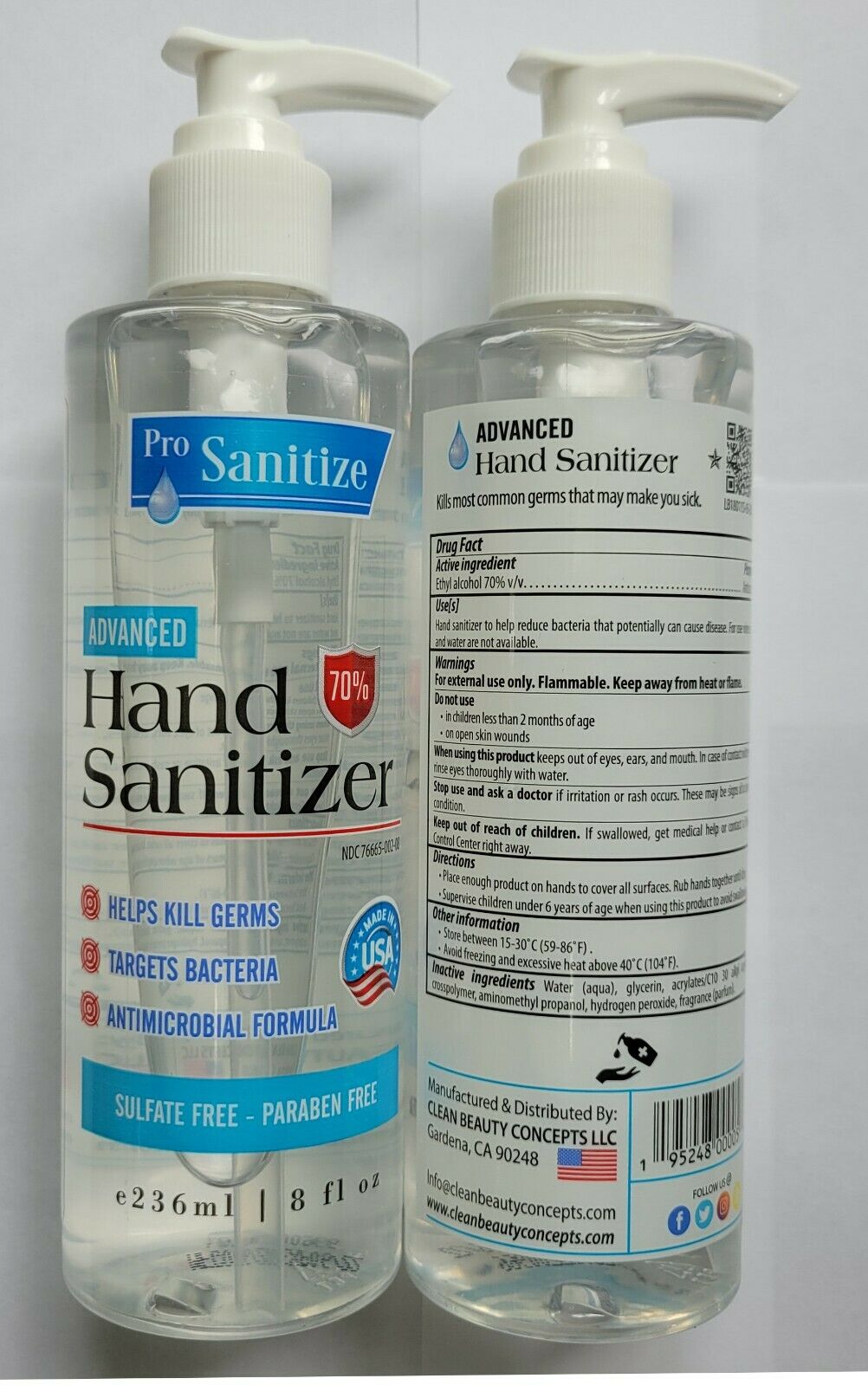 Pro Sanitize Advanced Hand Sanitizer 8 OZ Bottles 70% Alcohol - Lot of 12 - Fresh Stock Dated February 2026
