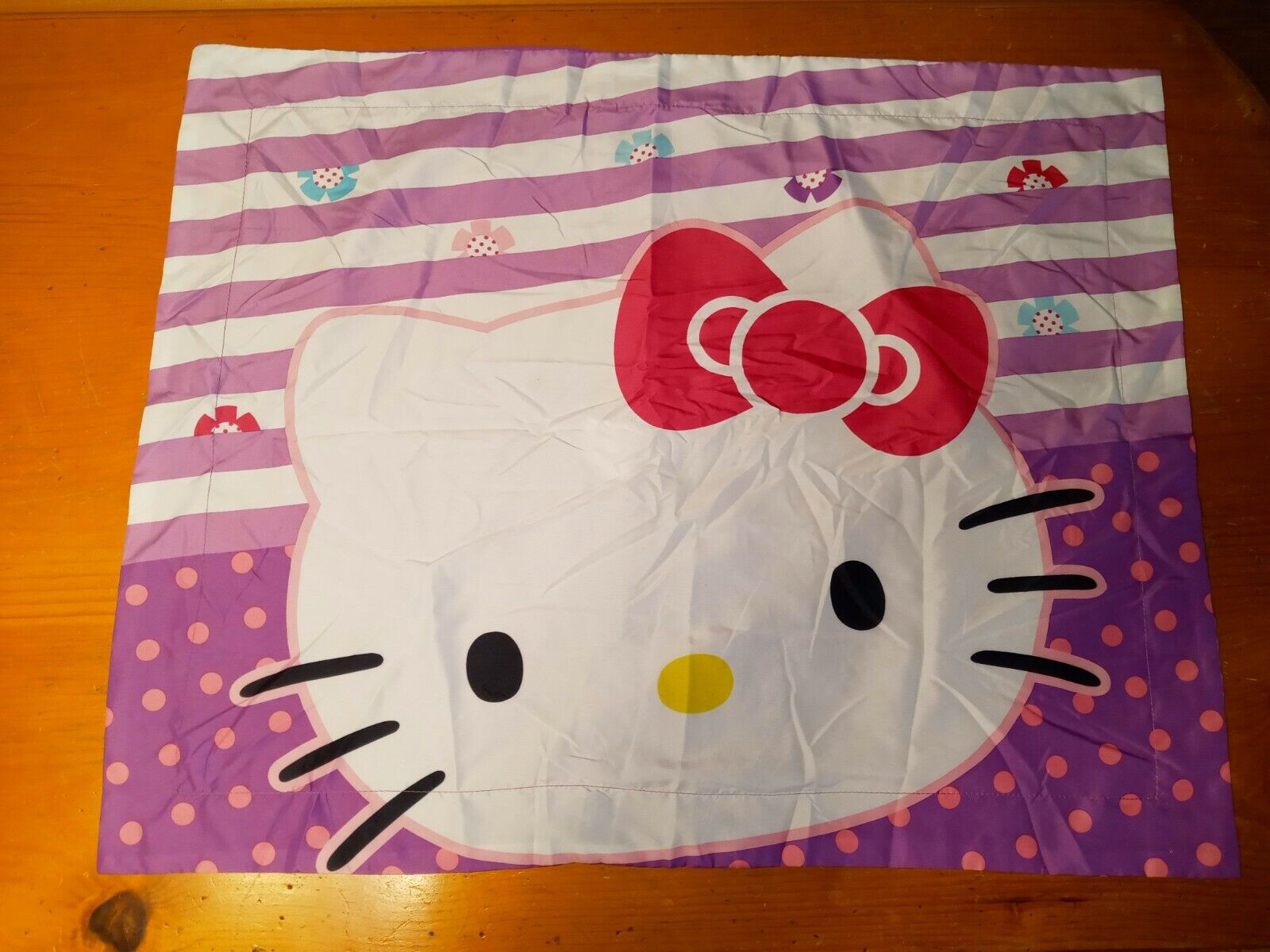 2015 HELLO KITTY SANRIO KITTY Stripes Purple  Pillow Sham Bedding Hello Kitty - Fresh Stock Dated February 2026