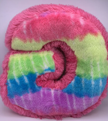 Plush Letter Initial G Accent Pillow Multi-color w/ Sequins & Faux Fur Justice - Fresh Stock Dated December 2025