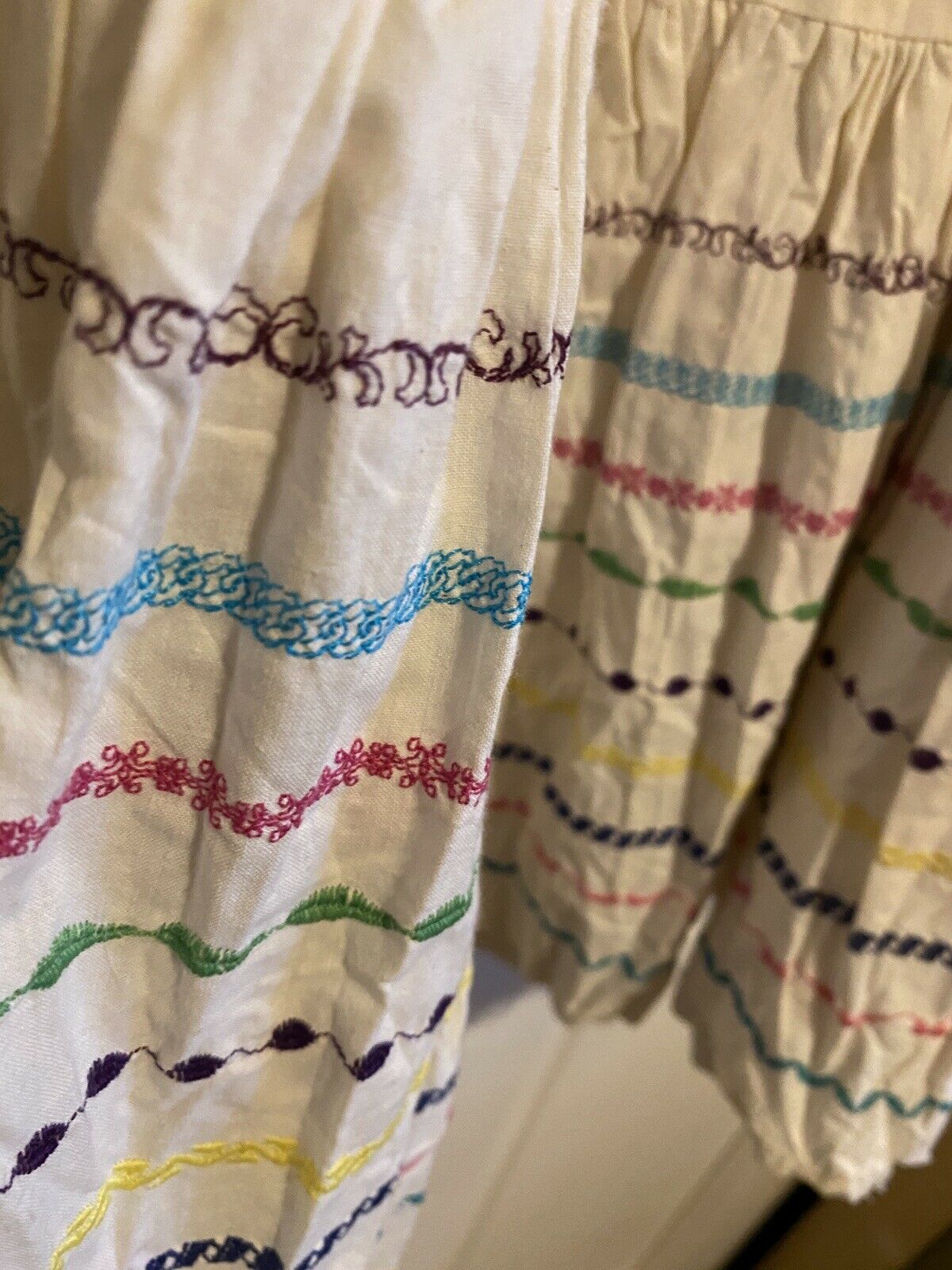 Vintage 70s CUSTOM  cotton boho hippie prairie skirt w/embroidered stitch~M/L~EX - Fresh Stock Dated March 2026