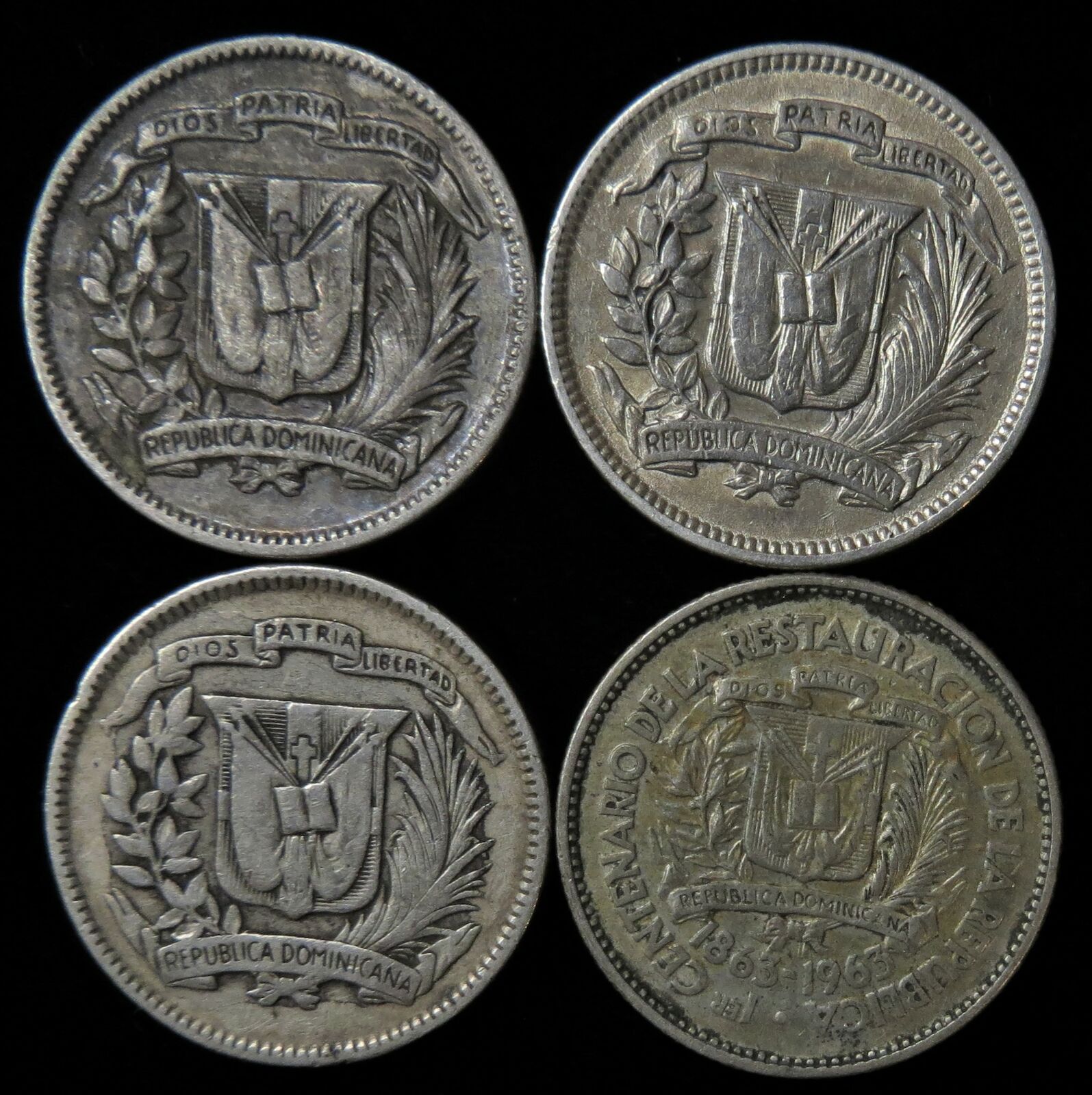 Dominican Republic silver 10 centavos 1942 1944 1961 1963 - Fresh Stock Dated February 2026