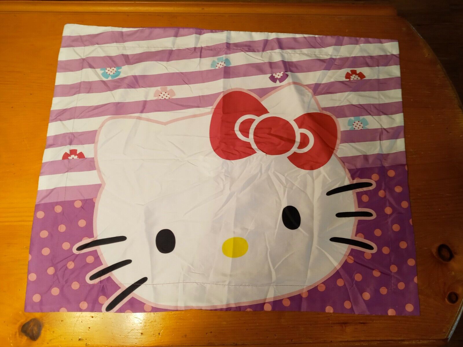 2015 HELLO KITTY SANRIO KITTY Stripes Purple  Pillow Sham Bedding Hello Kitty - Fresh Stock Dated February 2026