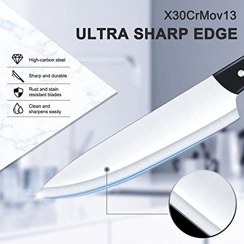 Professional Knife Block Knife Set 15 Pieces Stainless Steel Kitchen Knife Set - Fresh Stock Dated February 2026