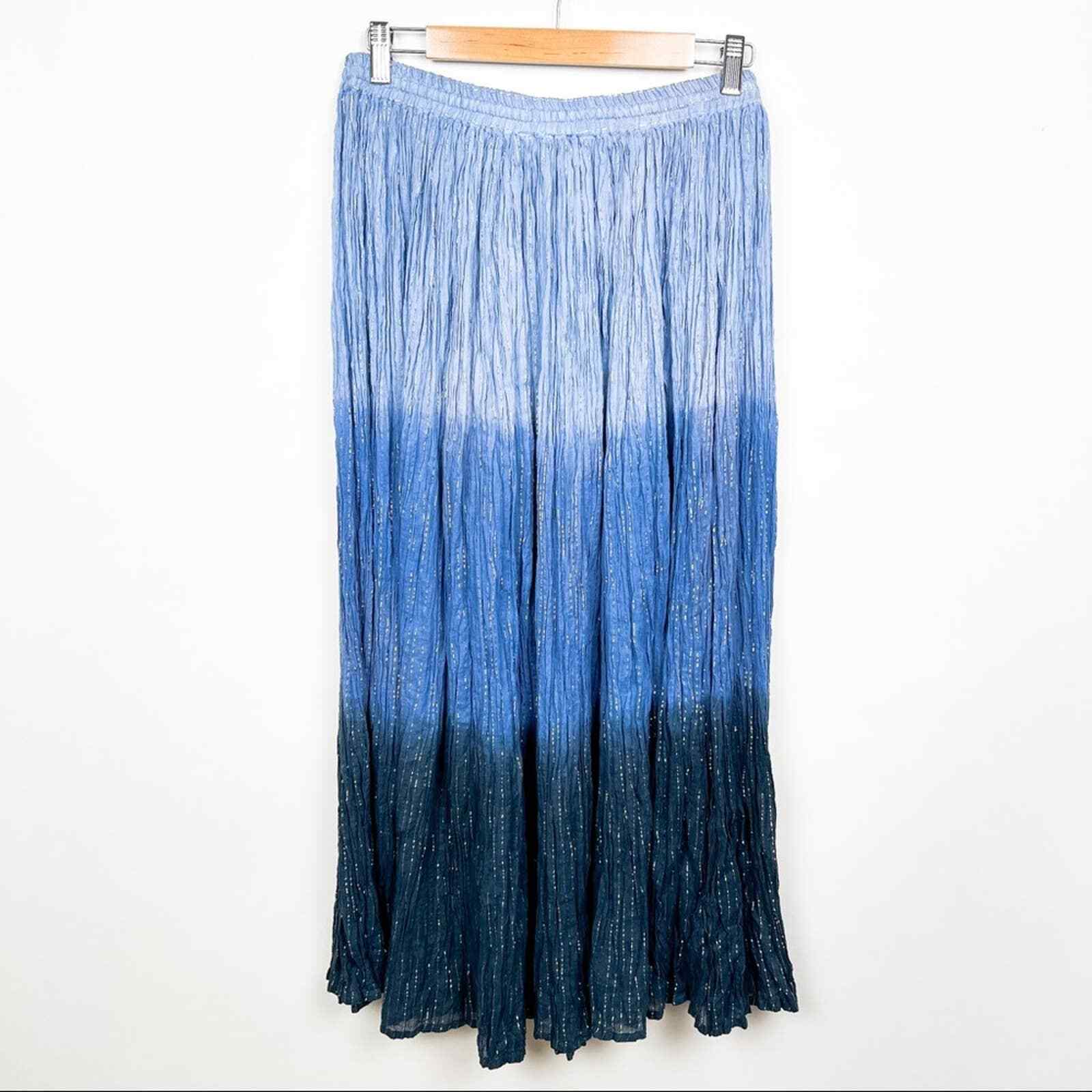 Vintage India cotton gauze metallic ombré dip dye lurex free size boho skirt - Fresh Stock Dated March 2026