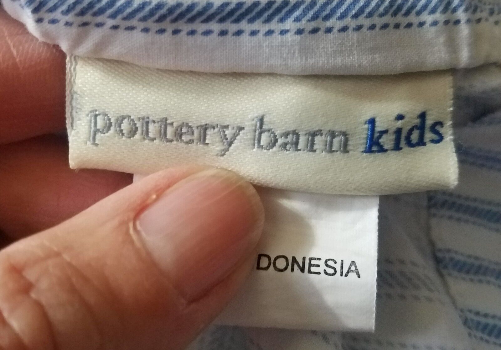 Pottery Barn Kids 100% Cotton White with Blue Ticking Standard Pillowcase - Fresh Stock Dated February 2026
