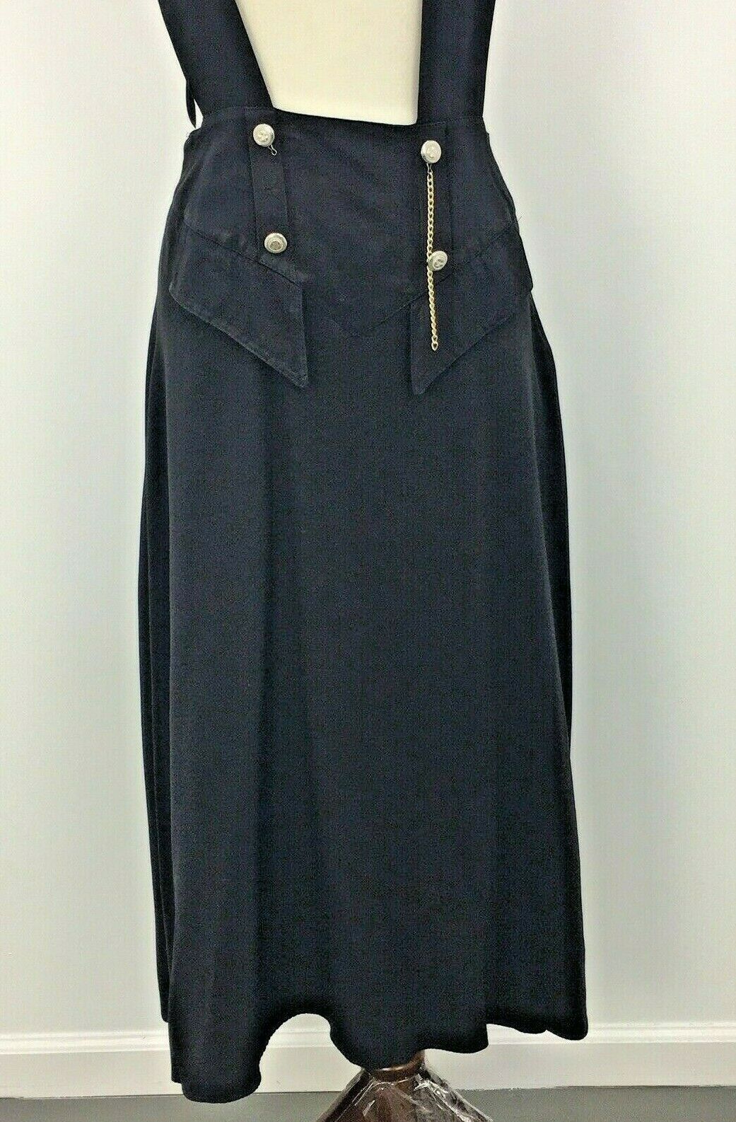 VTG 80s Black Chain Suspender Midi Skirt Womens Sz 12 Made in USA - Fresh Stock Dated March 2026