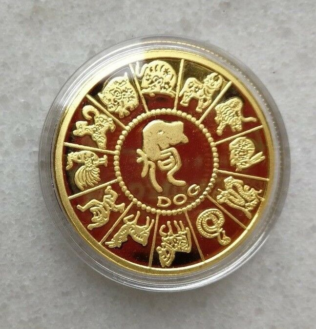 A Pair of China 2018 Dog Lunar Year Colored Copper (Gilt and Silvered) Medals - Fresh Stock Dated February 2026