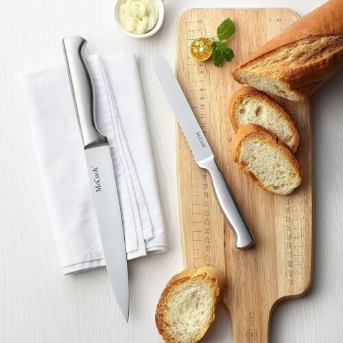 McCook MC21 15 Pieces Kitchen Knife Cutlery Set with Block Built-in Sharpener - Fresh Stock Dated December 2025