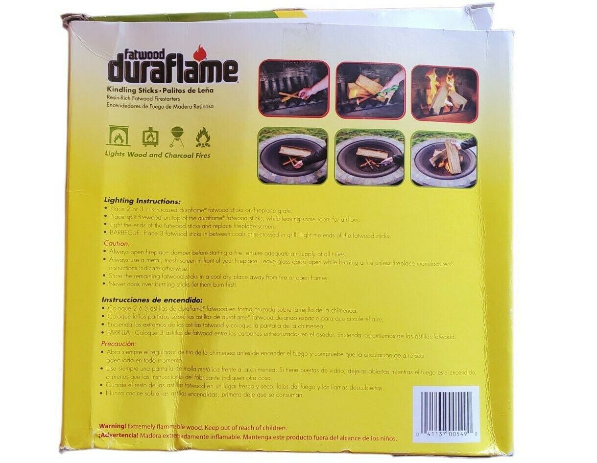 Duraflame Fatwood Kindling Sticks, Resin- Rich Firelighters To Start Wood - Fresh Stock Dated December 2025