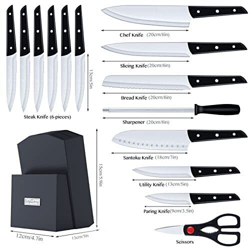 Professional Knife Block Knife Set 15 Pieces Stainless Steel Kitchen Knife Set - Fresh Stock Dated February 2026