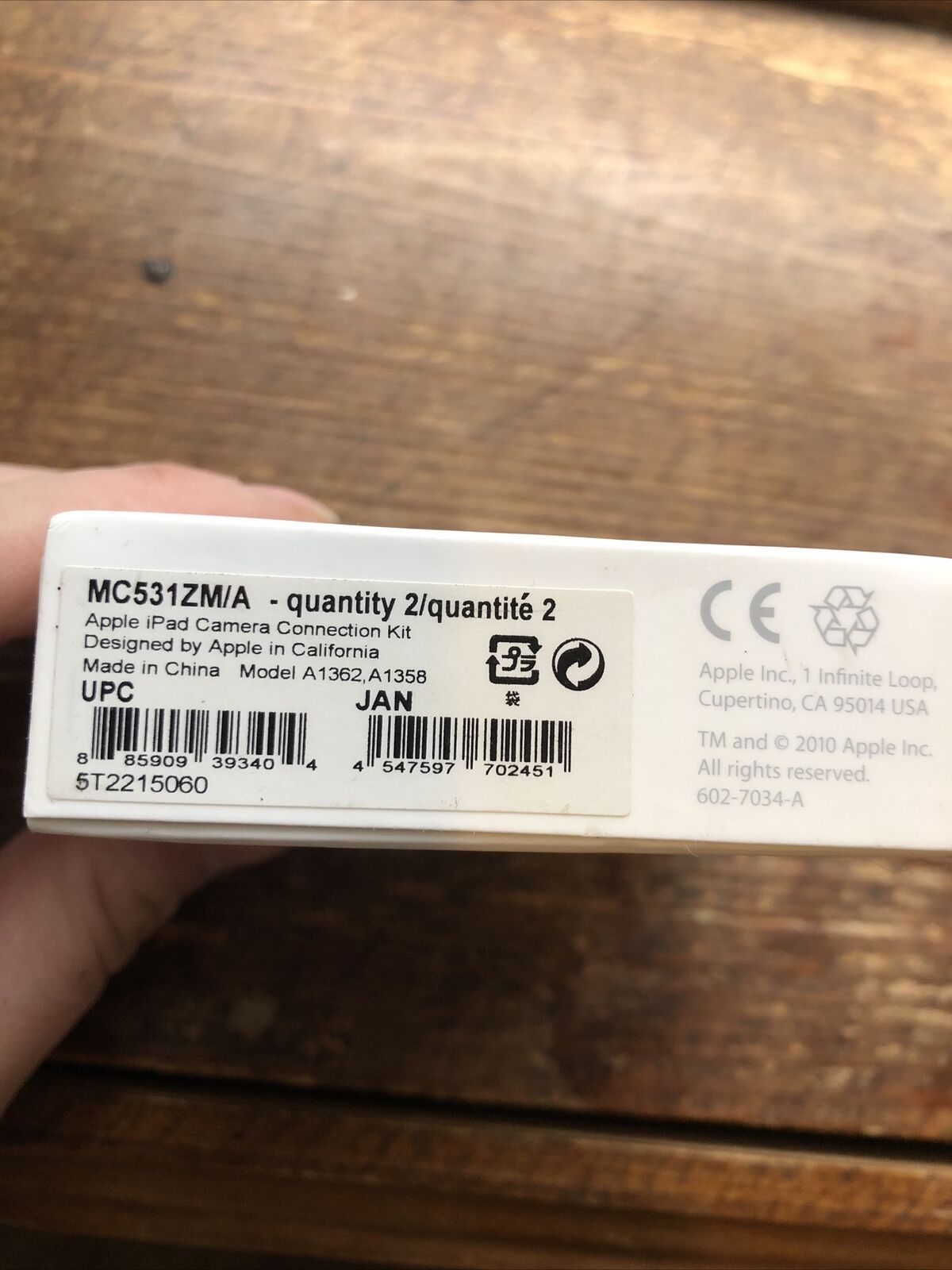 Genuine Apple iPad Camera Connection Kit MC531ZM/A (A1362 & A1358) New - Fresh Stock Dated February 2026