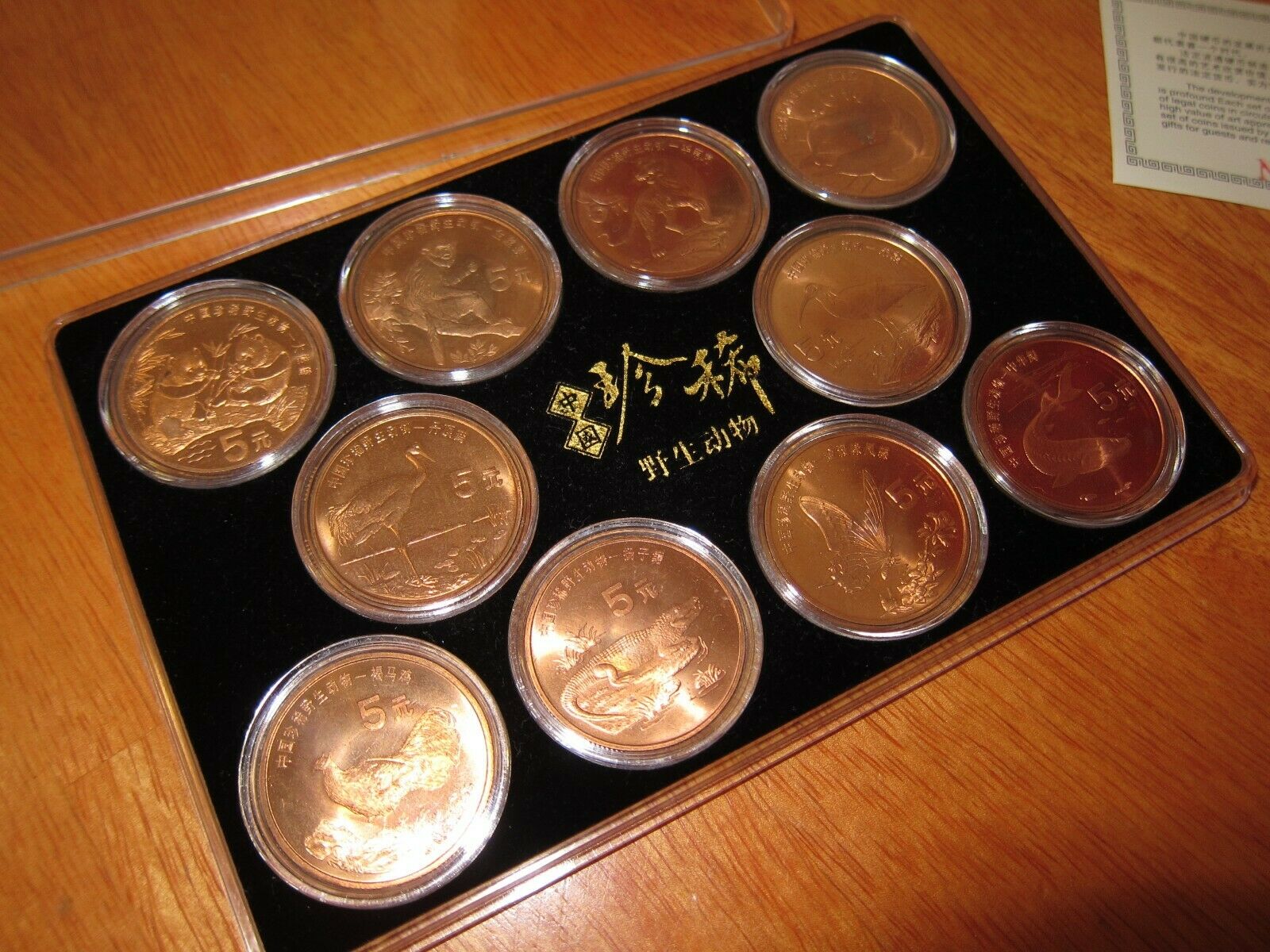 1993 - 1999 China Rare Wild Animals Copper 5 Yuan 10 Coin Set - Fresh Stock Dated February 2026