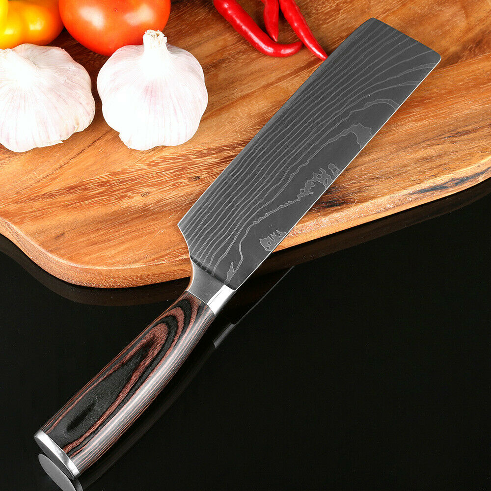 5 Piece Kitchen Knives Set Japanese Damascus Pattern Stainless Steel Chef Knife - Fresh Stock Dated December 2025