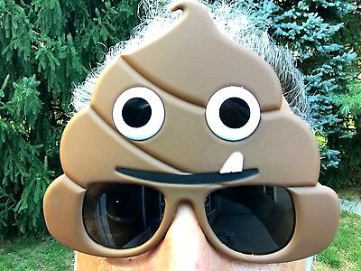 Funny EMOTICON POOP SHADES SUNGLASSES Cartoon Mask Adult Joke Brown Pile Crap - Fresh Stock Dated February 2026