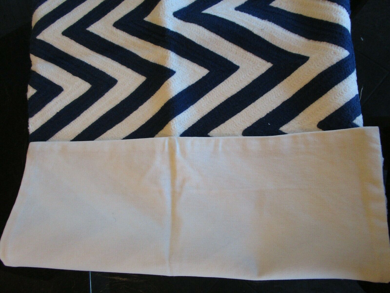 Pottery Barn Chevron lumbar crewel 16 26 twilight blue pillow cover photo shoot - Fresh Stock Dated December 2025