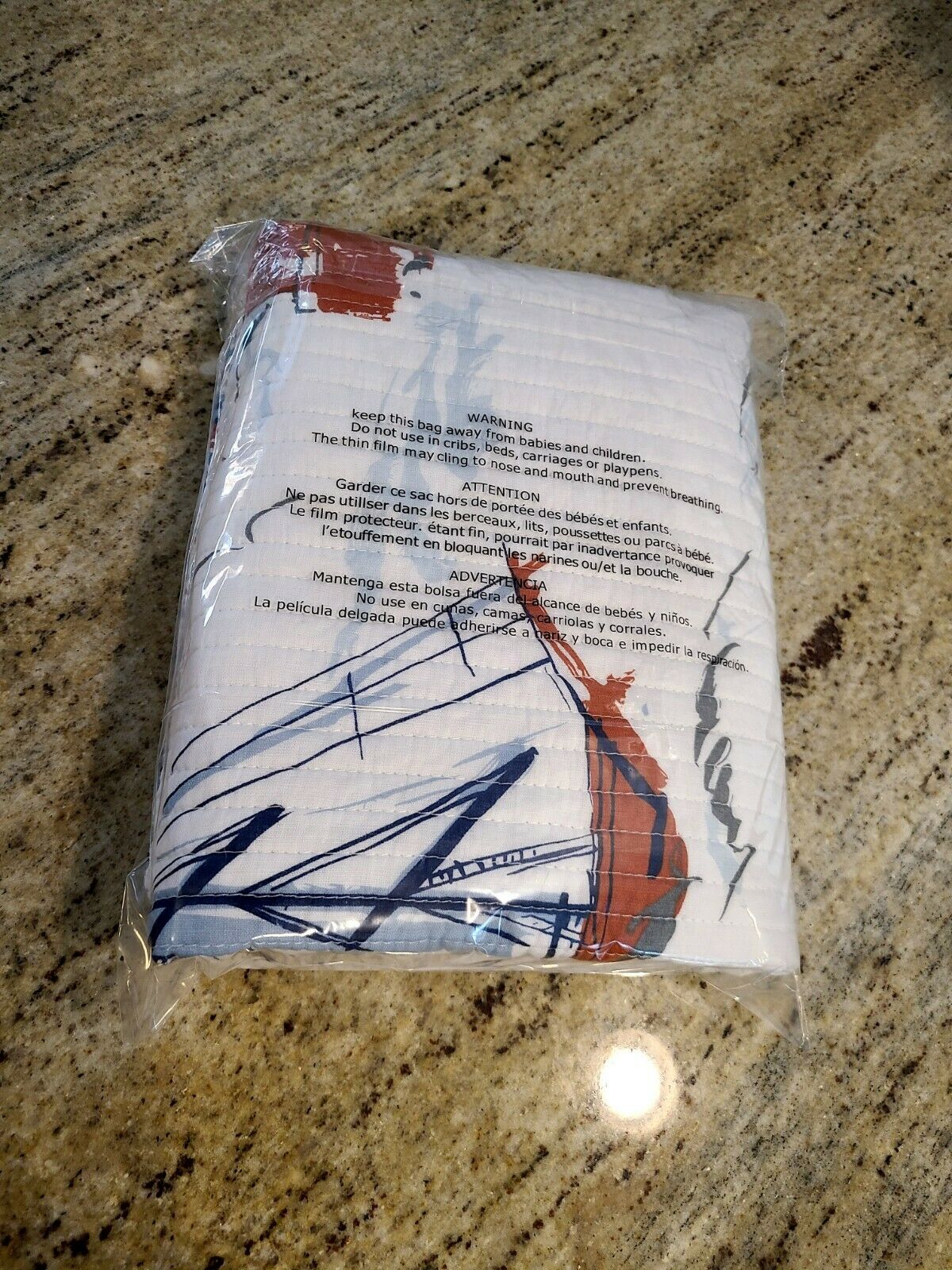 Sailboat Quilted Pillow Standard Sham 20x26 Buoy Lighthouse Nautical  QE Kids - Fresh Stock Dated December 2025