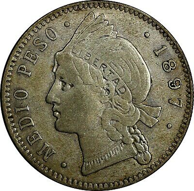 Dominican Republic Silver 1897 1/2 Peso USA Philadelphia mint KM# 15 (18 753) - Fresh Stock Dated February 2026